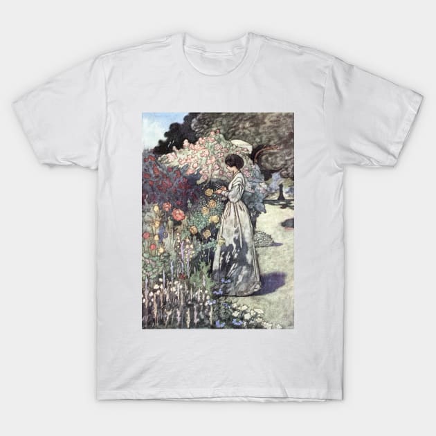 The Old-Fashioned Garden by Charles Robinson T-Shirt by vintage-art